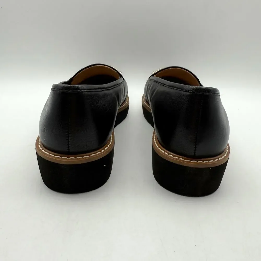 Naturalizer Womens Adiline-Bit Flat Loafers US 6 Wide EU 36 Black Leather EUC